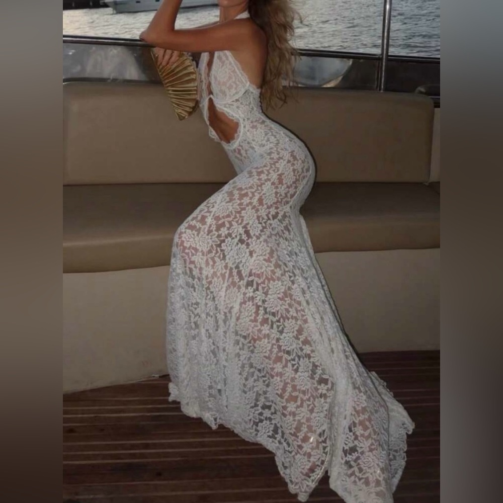 Lace halter dress